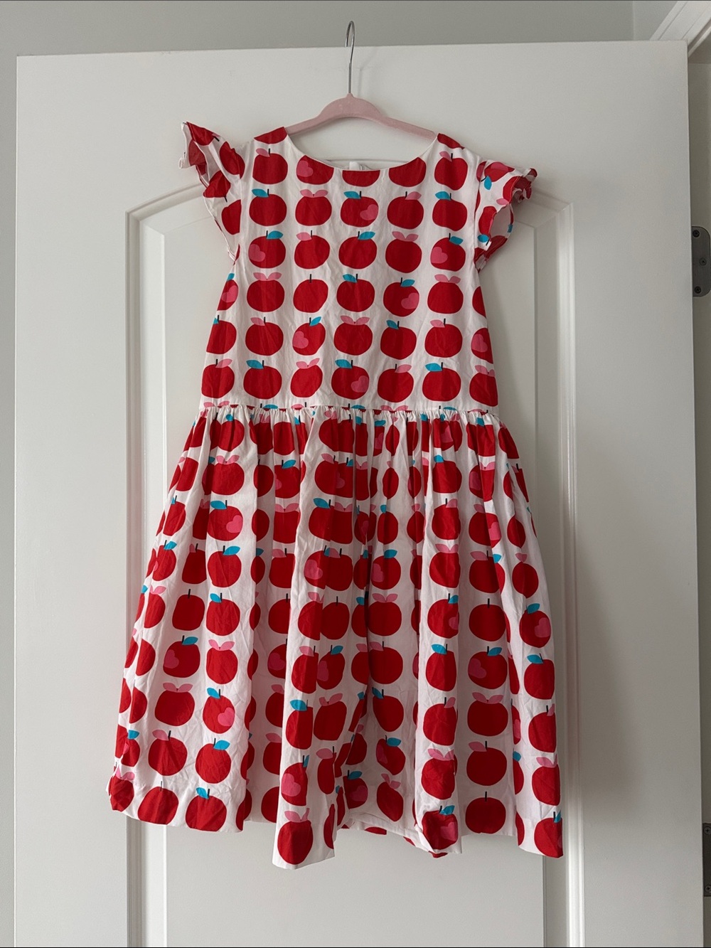 Jacadi White Dress with Red Apple Print